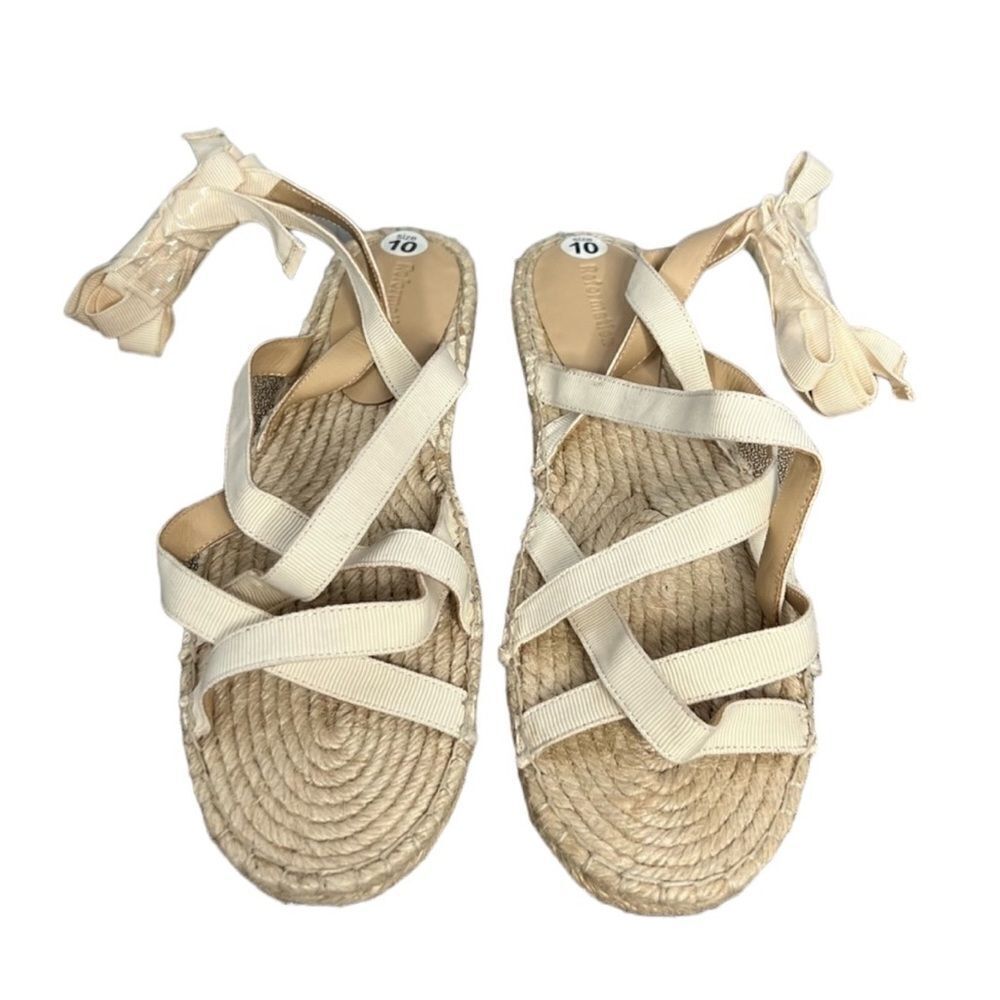 Reformation Cream Espadrille Jute Lace-Up Gladiator Sandals Size 10 New Vacation